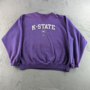 Vintage K-State Wildcats Sweatshirt Mens XXL Purple NCAA Football Nike Spellout